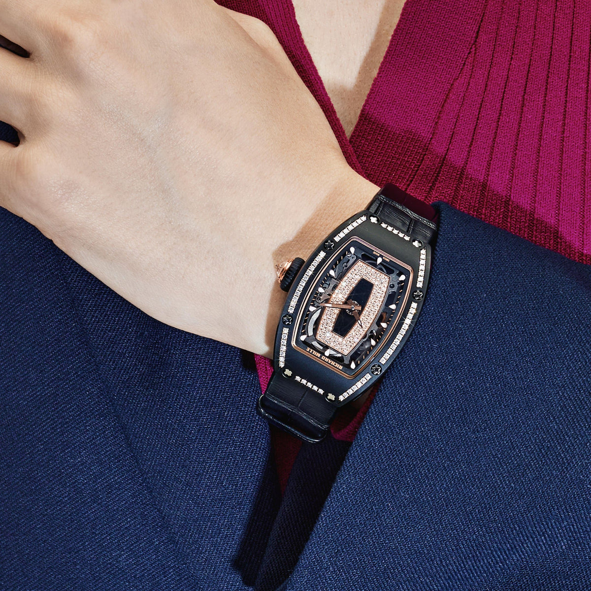 Richard Mille RM 07-01 'Ladies'  Black Ceramic Black Lips Diamond Bezel