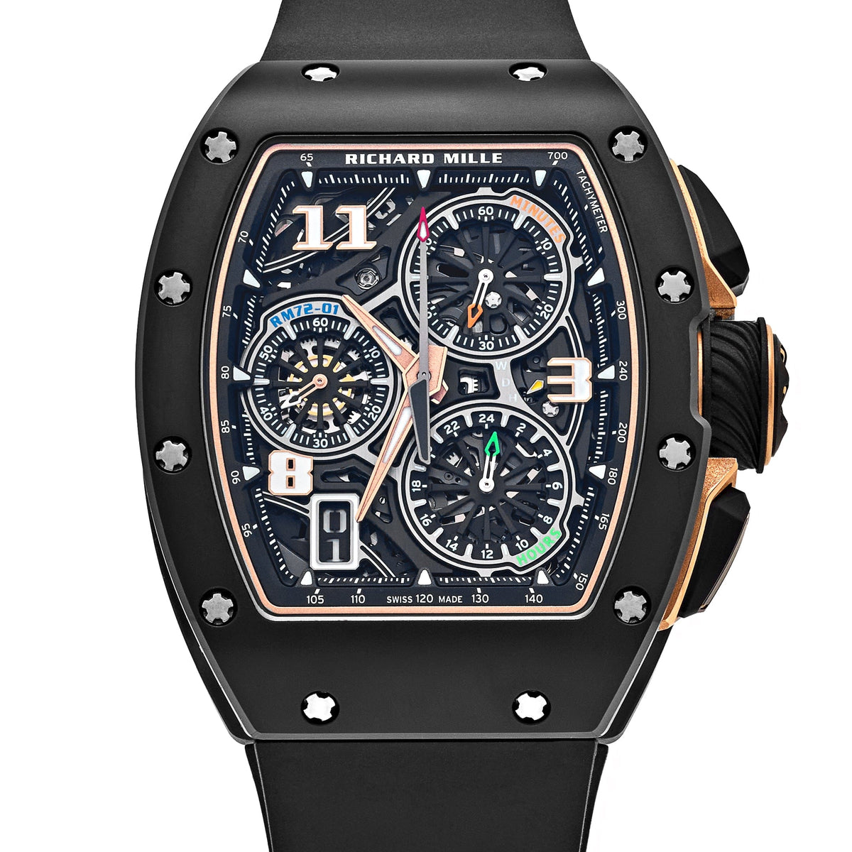 Richard Mille RM 72-01 Lifestyle In-House Chronograph Black Ceramic Rose Gold