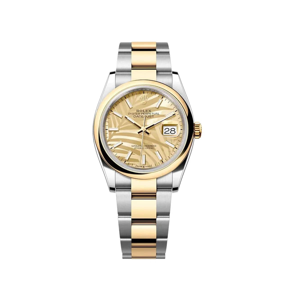 Rolex Datejust 36 126203 Stainless Steel Yellow Gold Palm Motif Dial