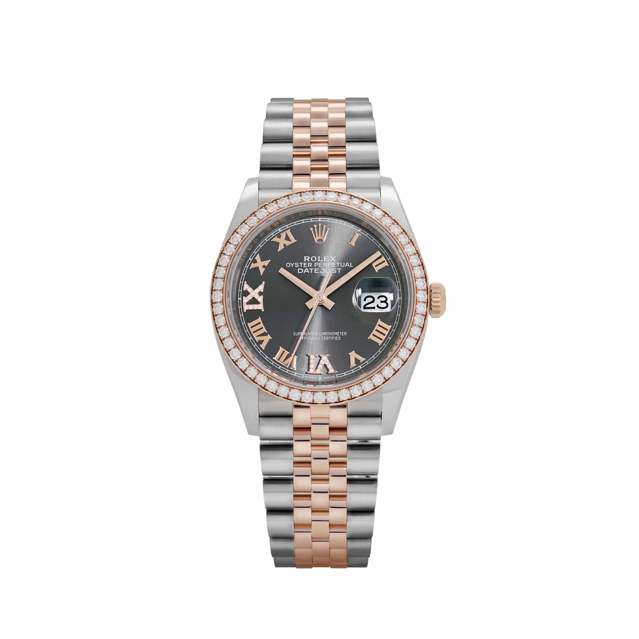 Rolex Datejust 126281RBR Rose Gold Stainless Steel Slate Diamond Dial Diamond Bezel (2025)