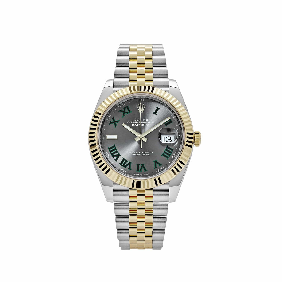 Rolex Datejust 41 126333 Wimbledon Yellow Gold Stainless Steel Slate Dial Jubilee