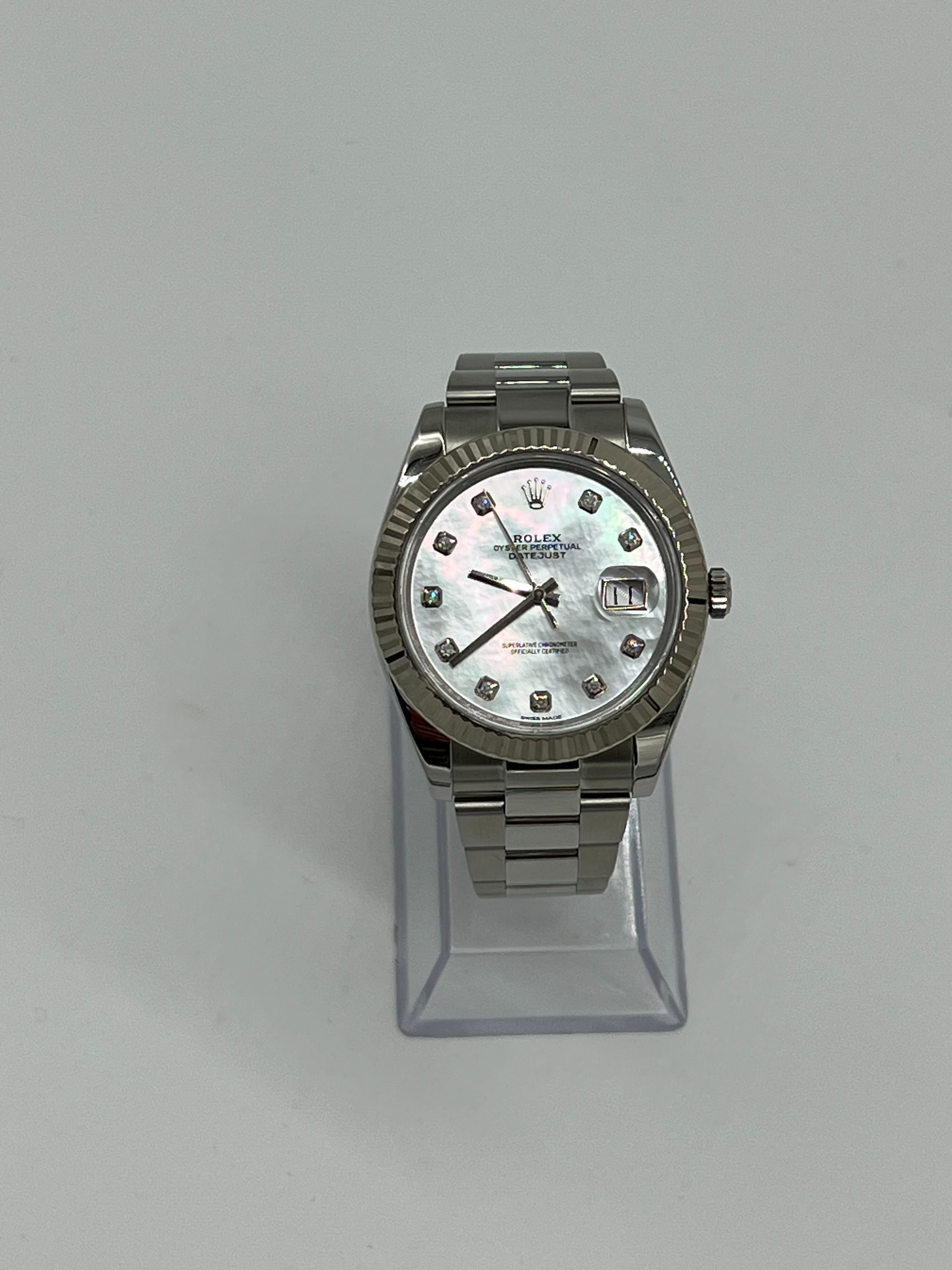 Rolex Datejust 41 126334 Stainless Steel Diamond Mother Of Pearl Dial