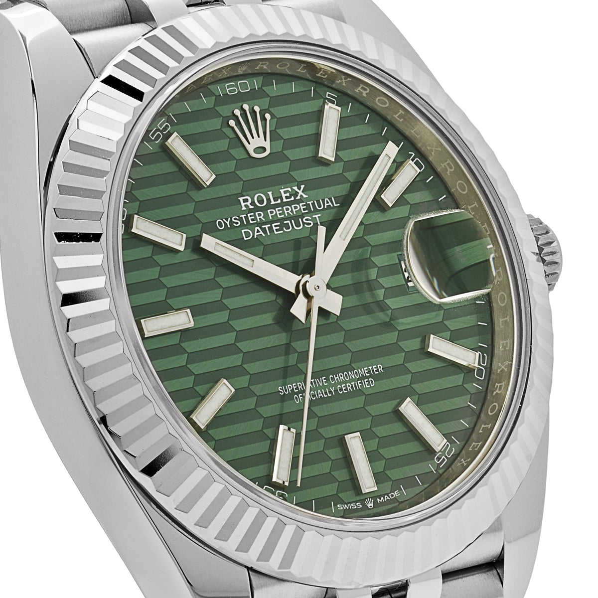 Rolex Datejust 41 126334 Stainless Steel Green Motif Dial Jubilee