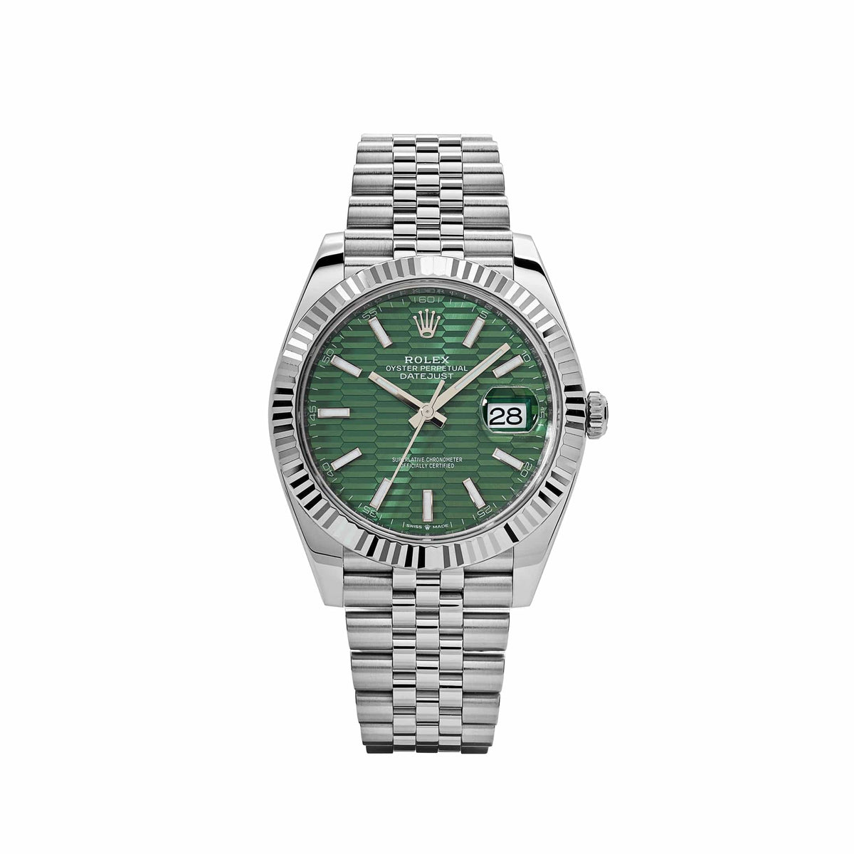Rolex Datejust 41 126334 Stainless Steel Green Motif Dial Jubilee