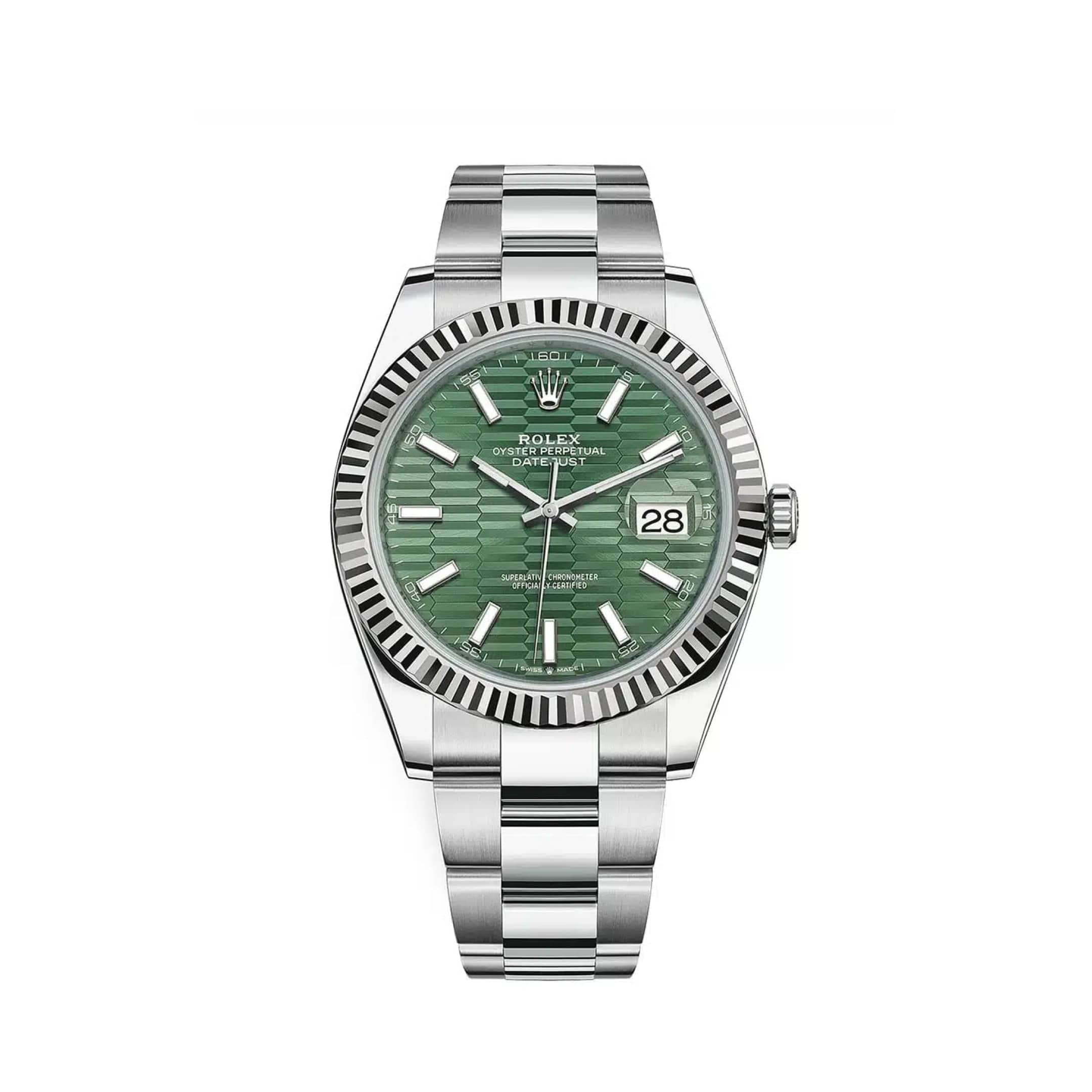Rolex Datejust 41 126334 Stainless Steel Green Motif Dial Oyster