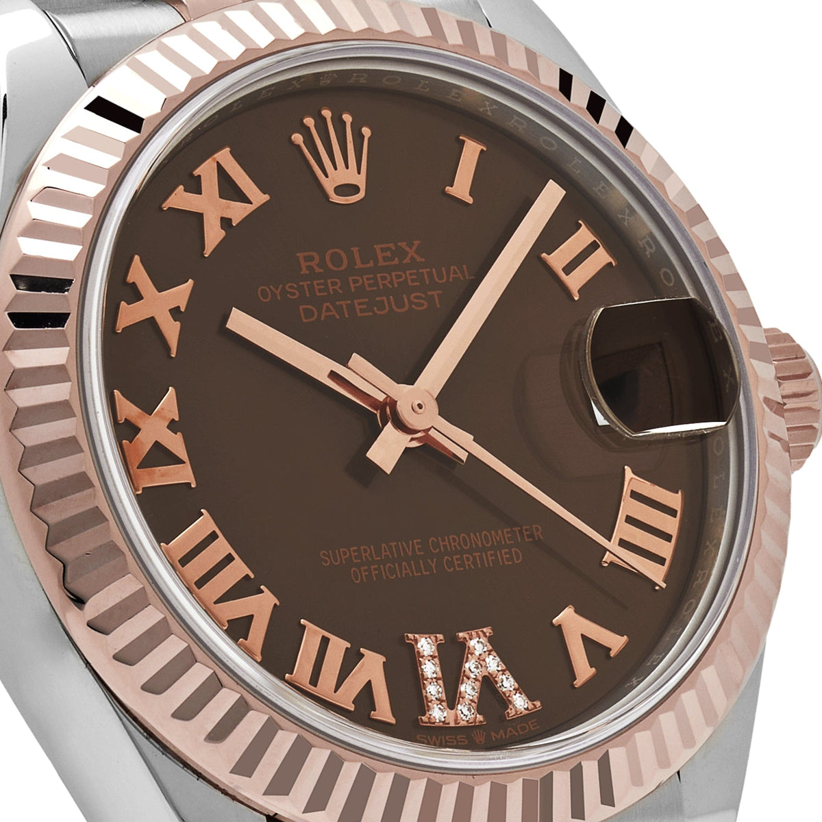 Rolex Datejust 31 278271 'Ladies' Rose Gold Stainless Steel Roman Chocolate Dial Jubilee