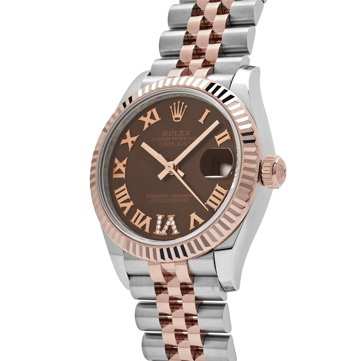 Rolex Datejust 31 278271 'Ladies' Rose Gold Stainless Steel Roman Chocolate Dial Jubilee