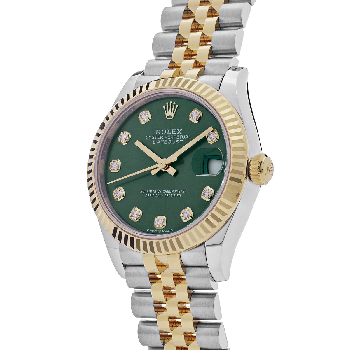 Rolex Datejust 31 278273 'Ladies' Stainless Steel Yellow Gold Olive Green Diamond Dial Jubilee (2026)