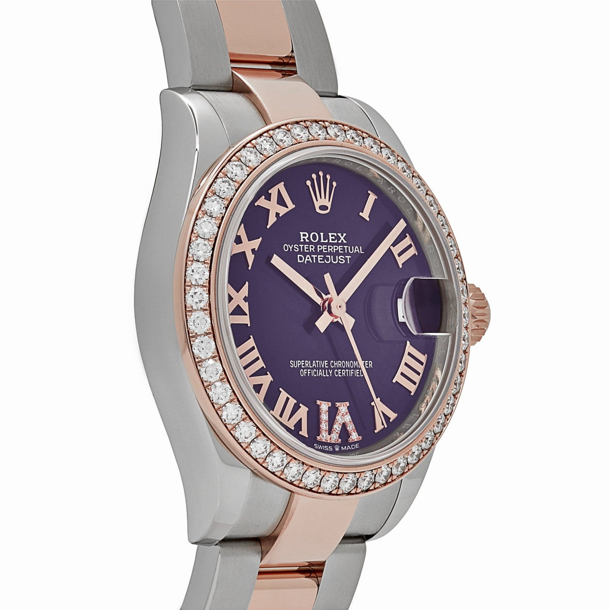 Rolex Datejust 31 278381RBR 'Ladies' Stainless Steel Rose Gold Aubergine Purple Dial Diamond Bezel Oyster (2022)