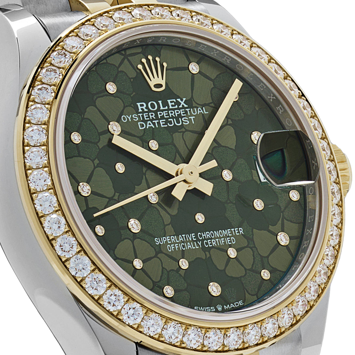 Rolex Datejust 31 278383RBR 'Ladies' Two-Toned Yellow Gold Stainless Steel Green Flower Dial