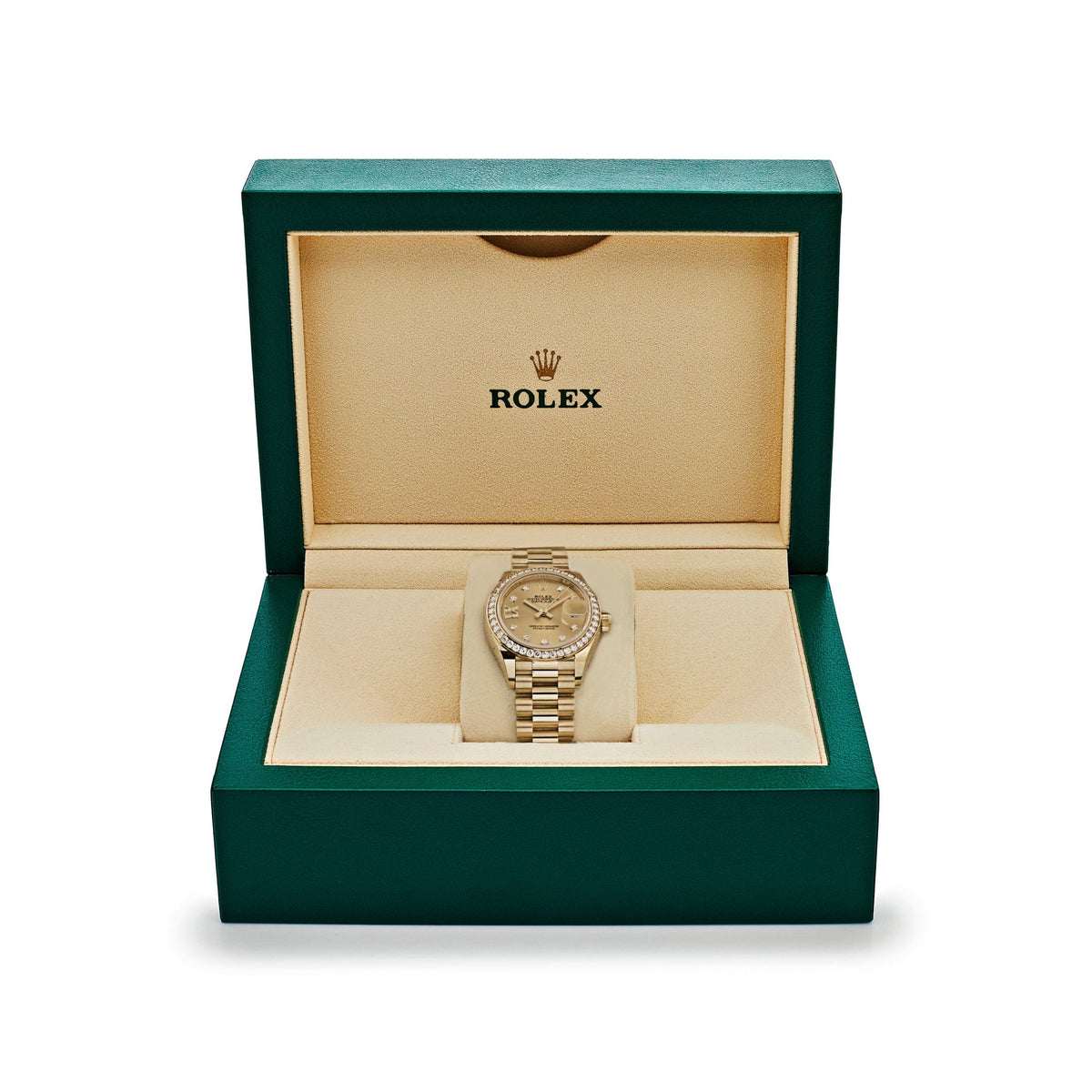 Rolex Datejust 28 279138RBR 'Ladies' Yellow Gold Champagne Diamond Dial President (2025)