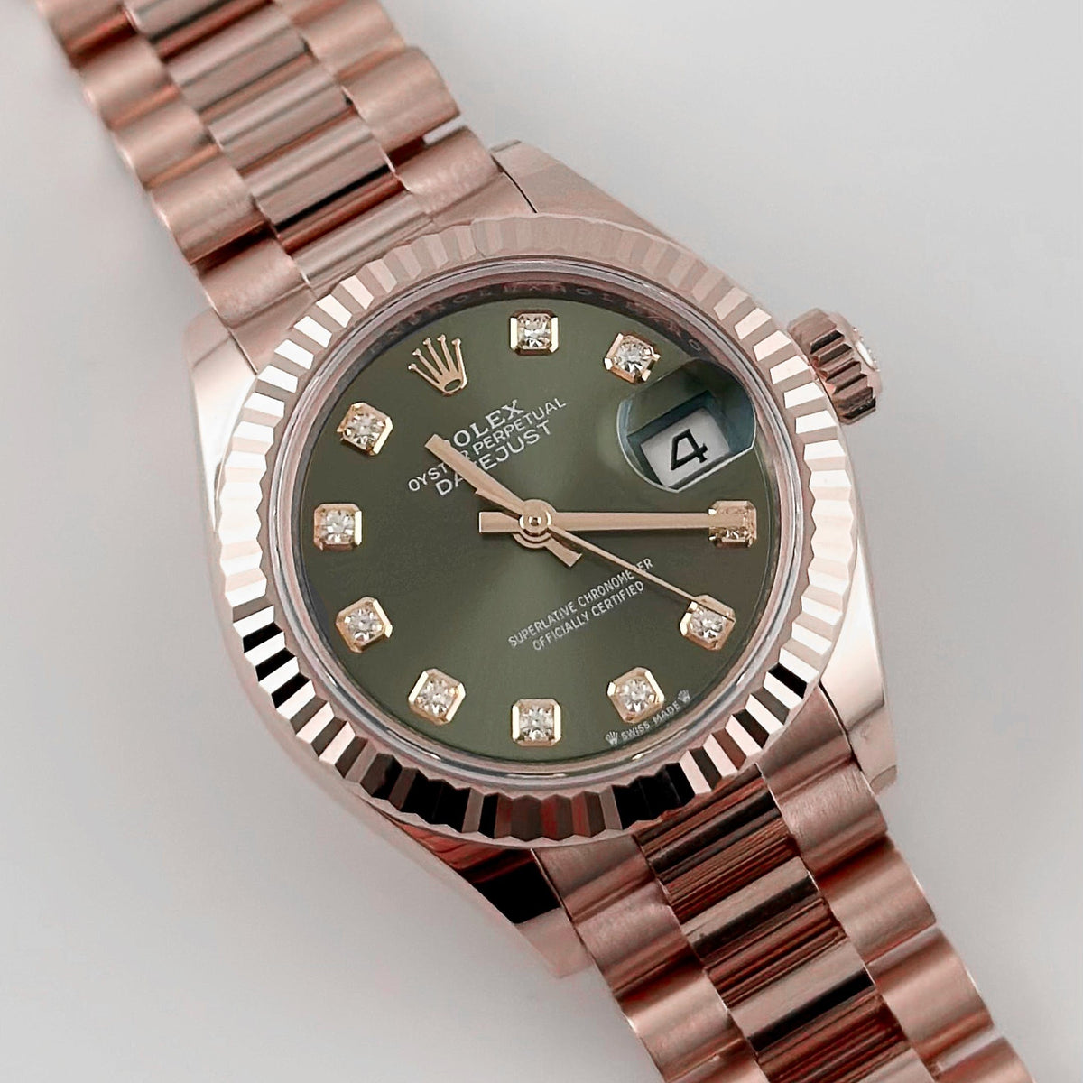 Rolex Datejust 28 279175 'Ladies' Rose Gold Olive Diamond Dial (2025)