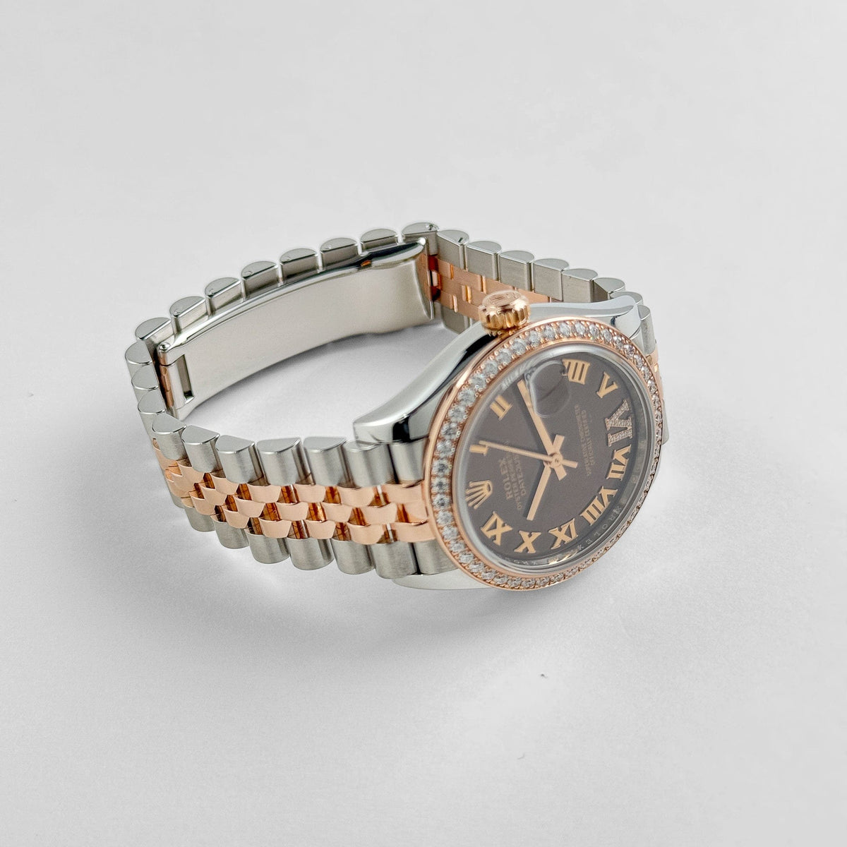 Rolex Datejust 31 278381RBR 'Ladies' Stainless Steel Rose Gold Brown Roman Numerals Diamond Dial Diamond Bezel Jubilee (2025)