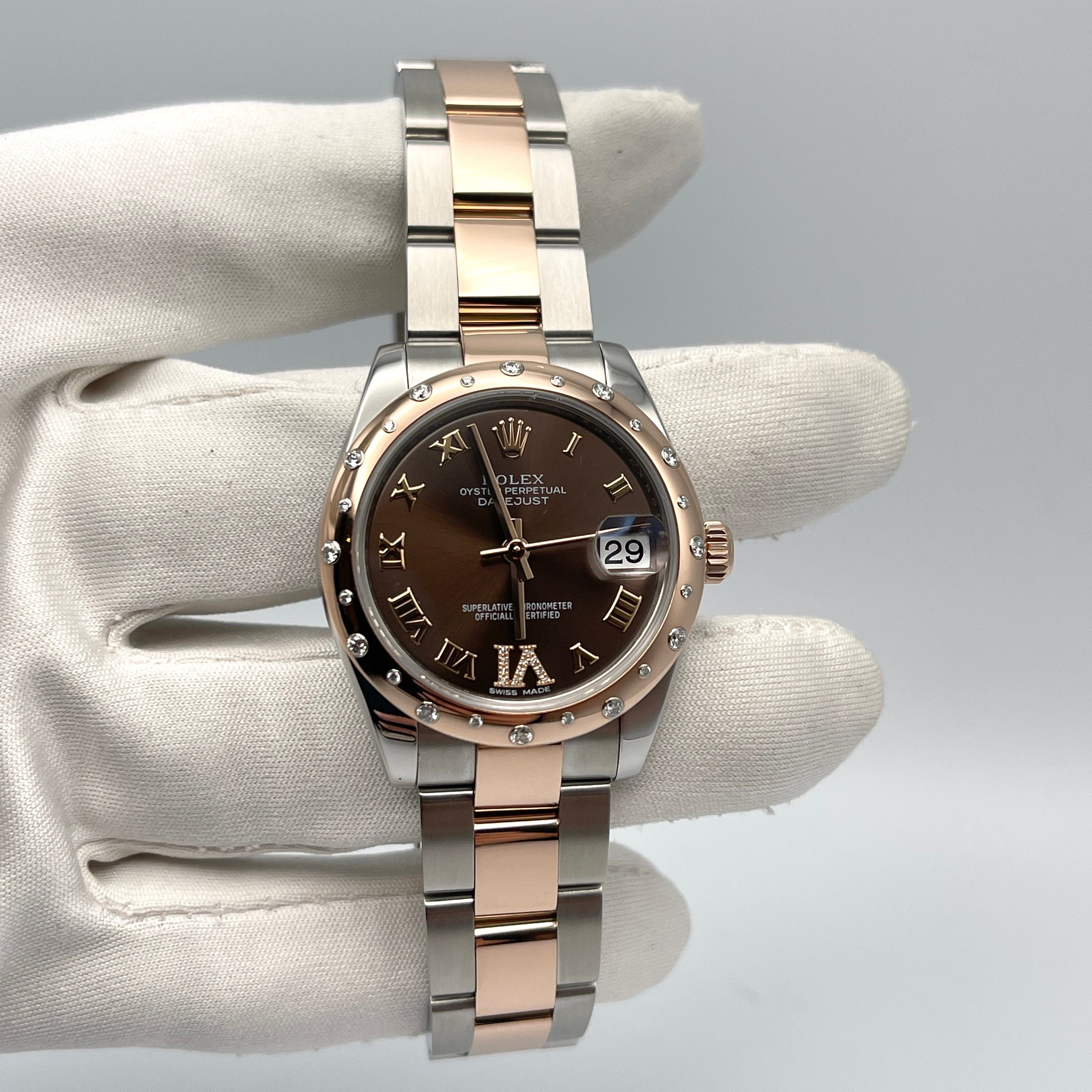 Rolex Datejust 31 178341 'Ladies' Rose Gold Stainless Steel Chocolate Dial