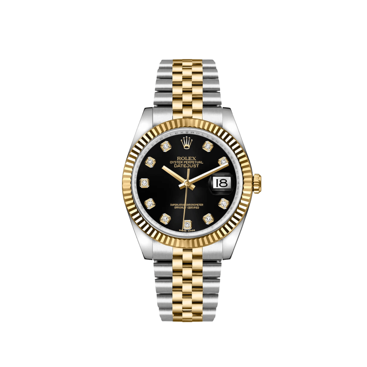 Rolex Datejust 36 116233 Yellow Gold Stainless Steel Black Diamond Dial Jubilee (2013)