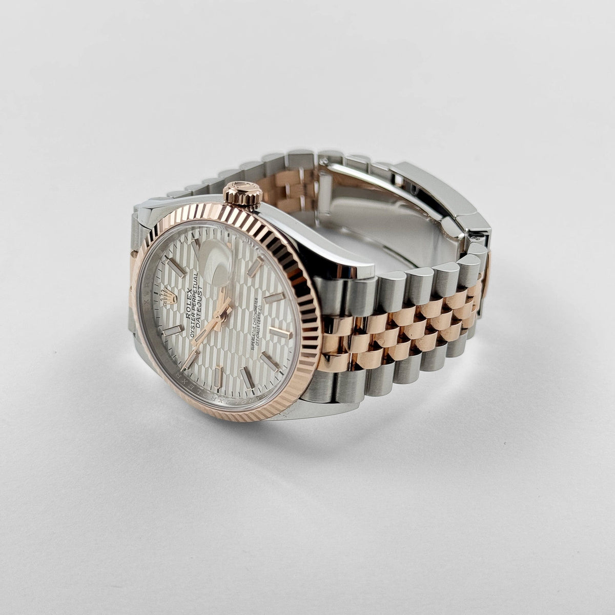 Rolex Datejust 36 126231 Rose Gold Stainless Steel Silver Fluted Motif Dial (2024)