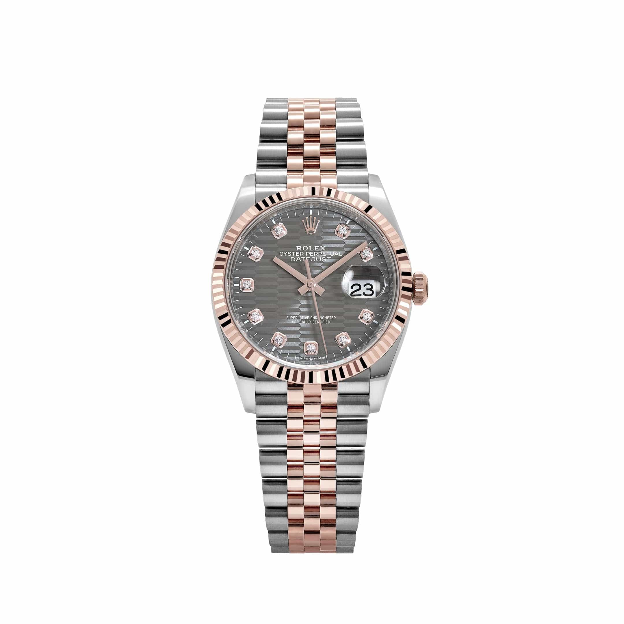 Rolex Datejust 36 126231 Rose Gold Stainless Steel Slate Motif Diamond Dial (2023)