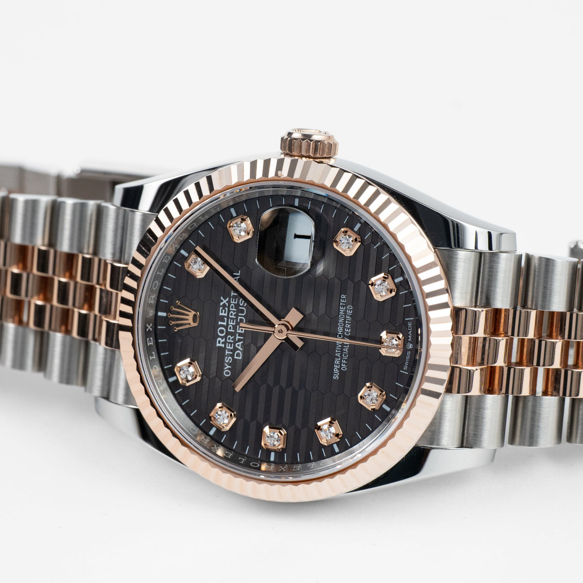 Rolex Datejust 36 126231 Rose Gold Stainless Steel Slate Motif Diamond Dial (2023)