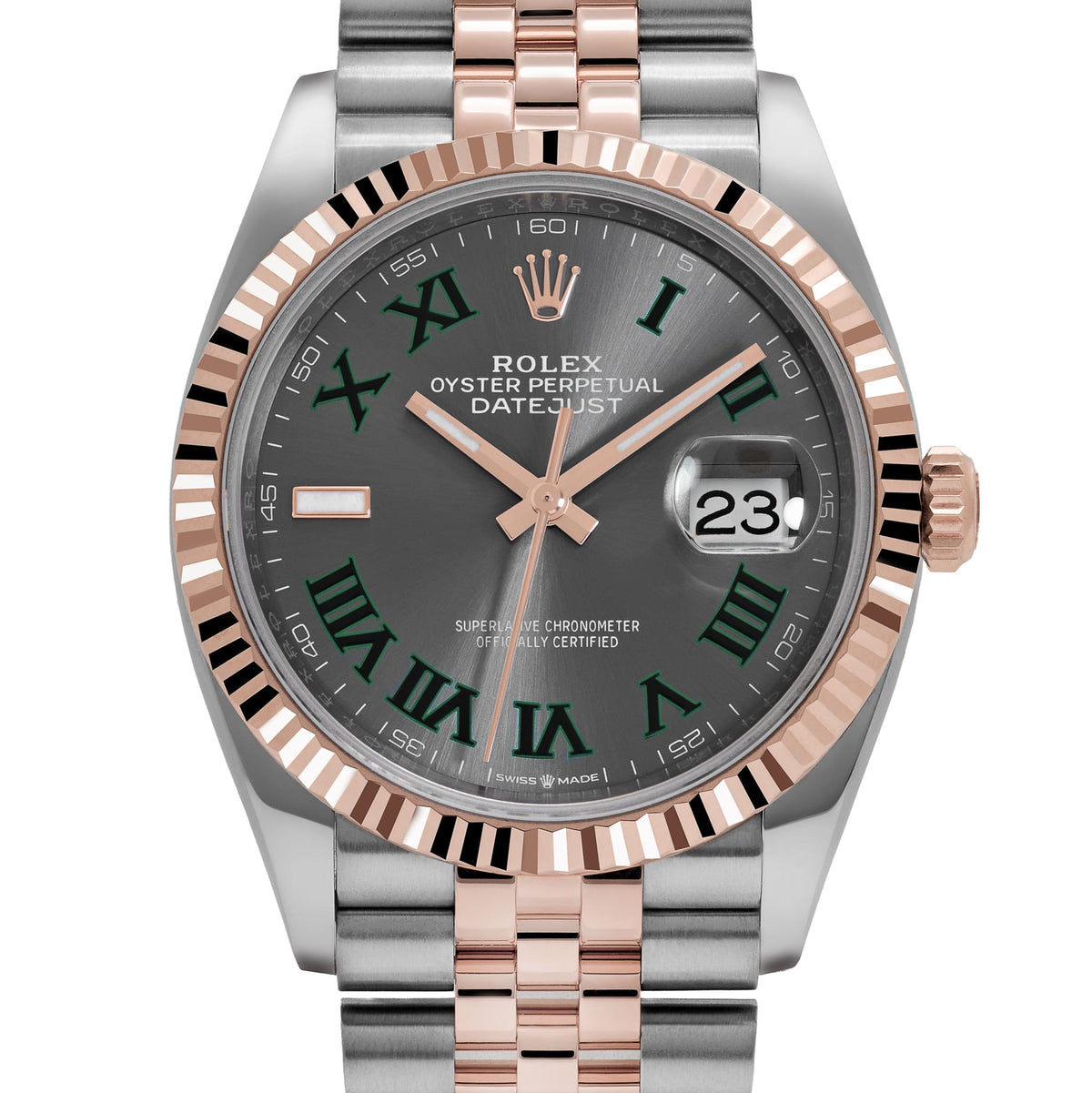 Rolex Datejust 36 126231 'Wimbledon' Stainless Steel Rose Gold Slate Dial Jubilee (2023)