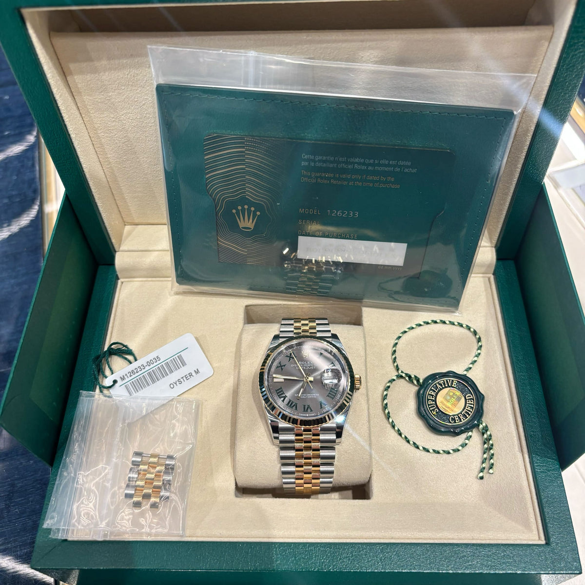 Rolex Datejust 36 126233 'Wimbledon' Stainless Steel Yellow Gold Slate Dial Jubilee (2026)