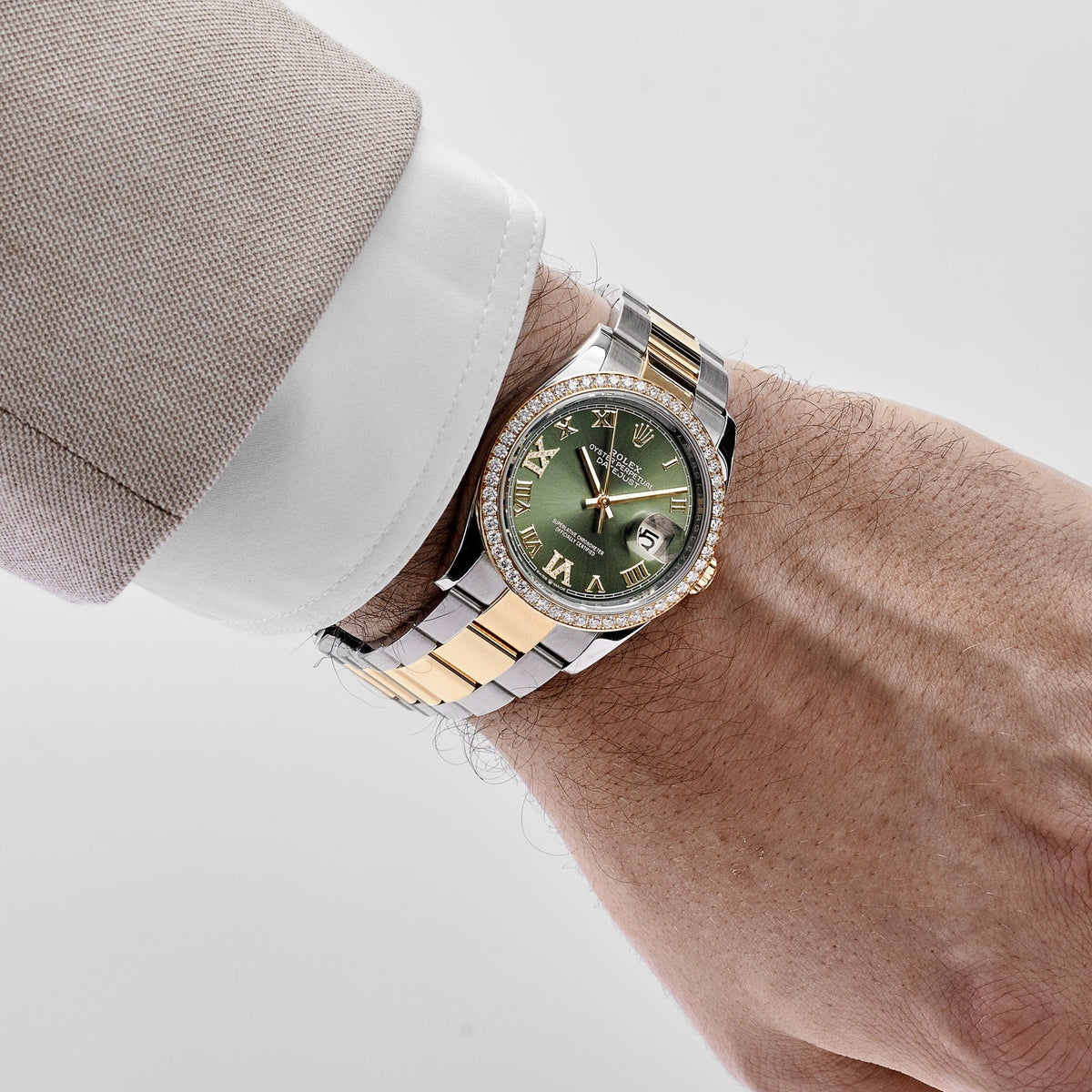 Rolex Datejust 36 126283RBR Stainless Steel Yellow Gold Olive Green Diamond Dial Diamond Bezel Oyster (2023)