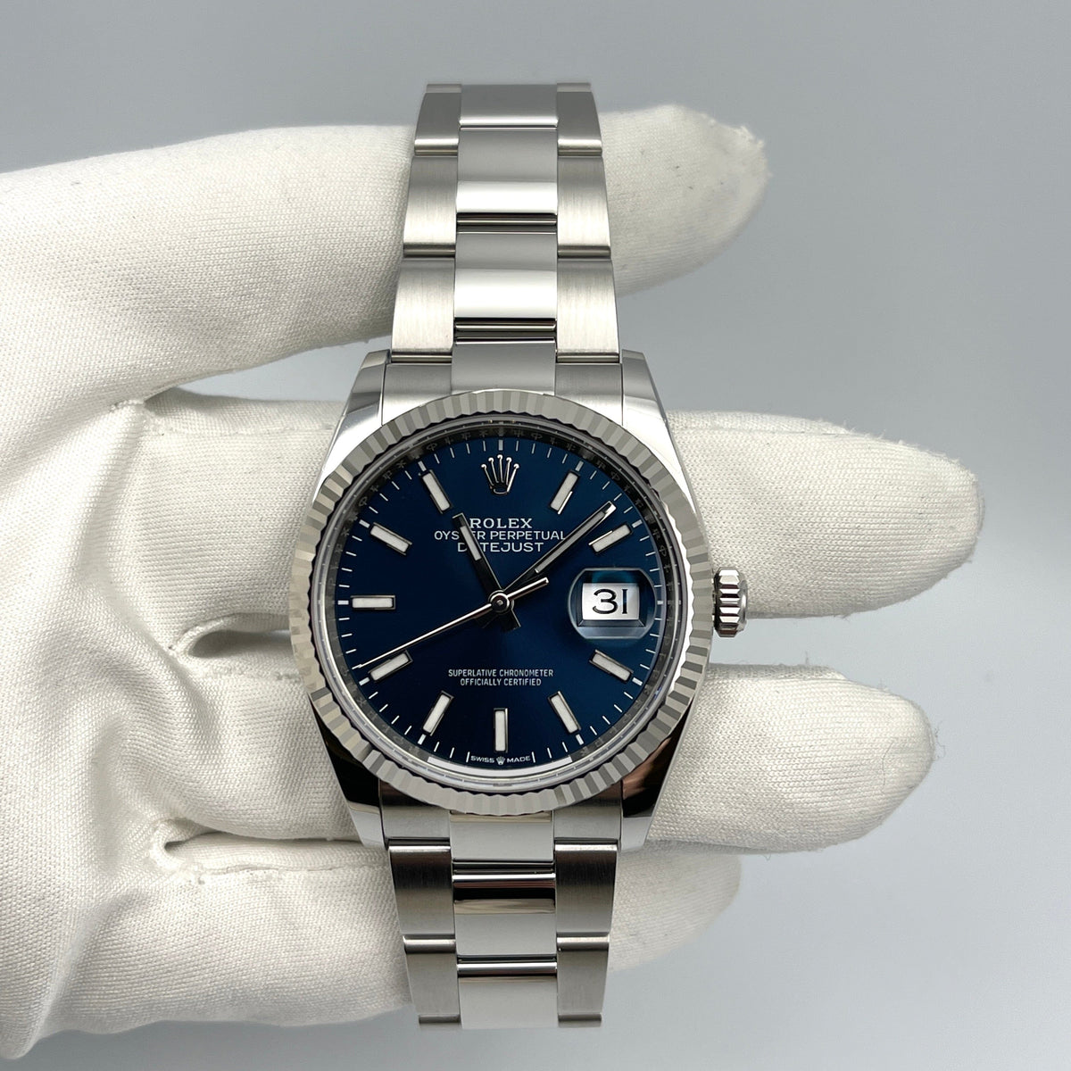 Rolex Datejust 36 126234 White Gold Stainless Steel Blue Dial Oyster