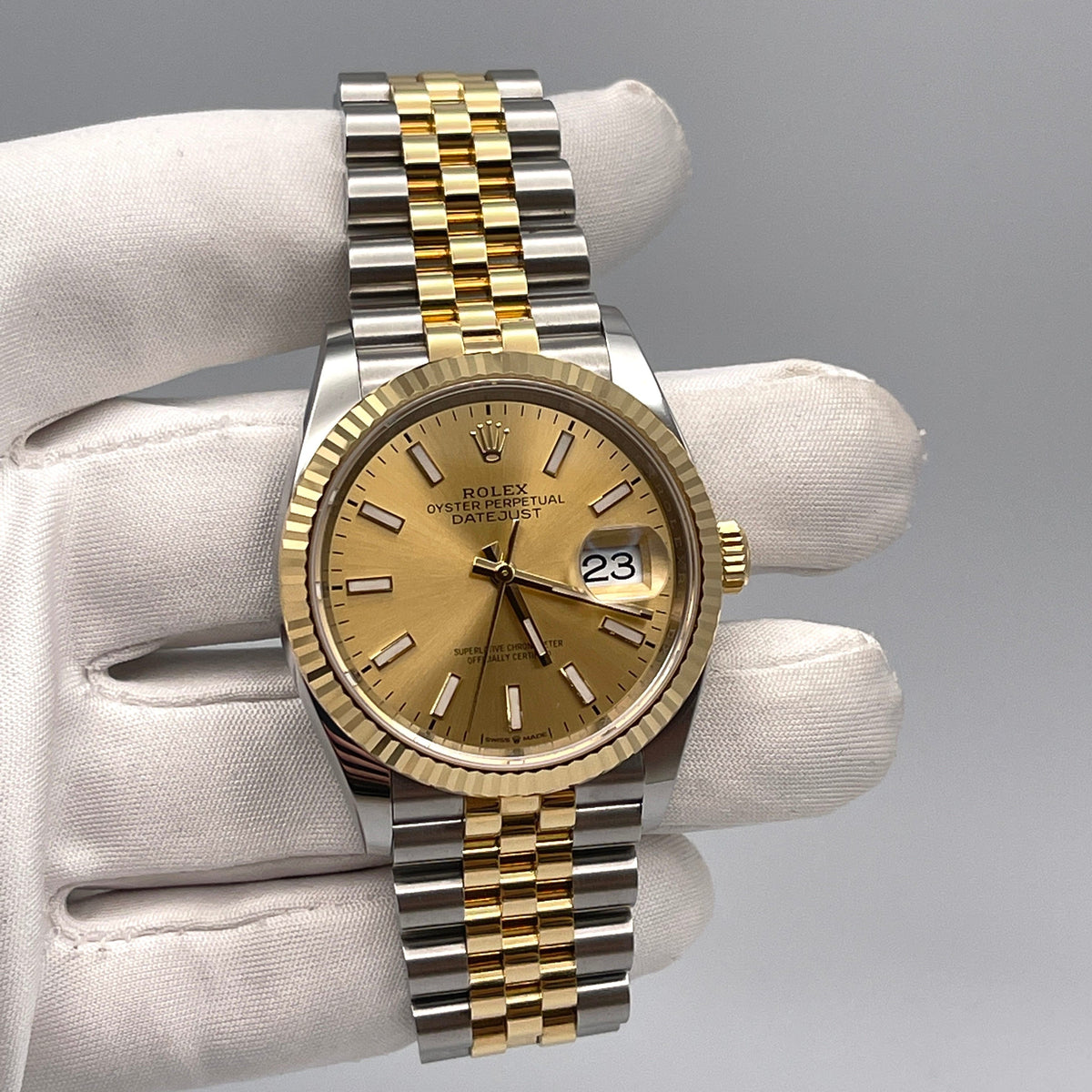 Rolex Datejust 36 126233 Stainless Steel Yellow Gold Champagne Dial Jubilee