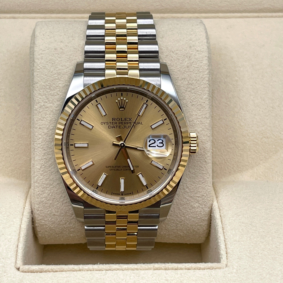 Rolex Datejust 36 126233 Stainless Steel Yellow Gold Champagne Dial Jubilee