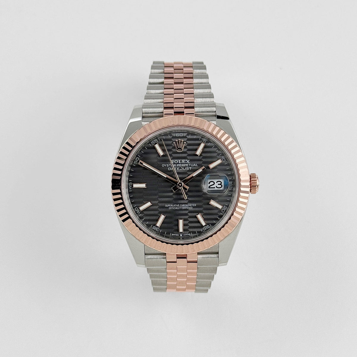 Rolex Datejust 41 126331 Rose Gold Stainless Steel Grey Motif Dial Jubilee
