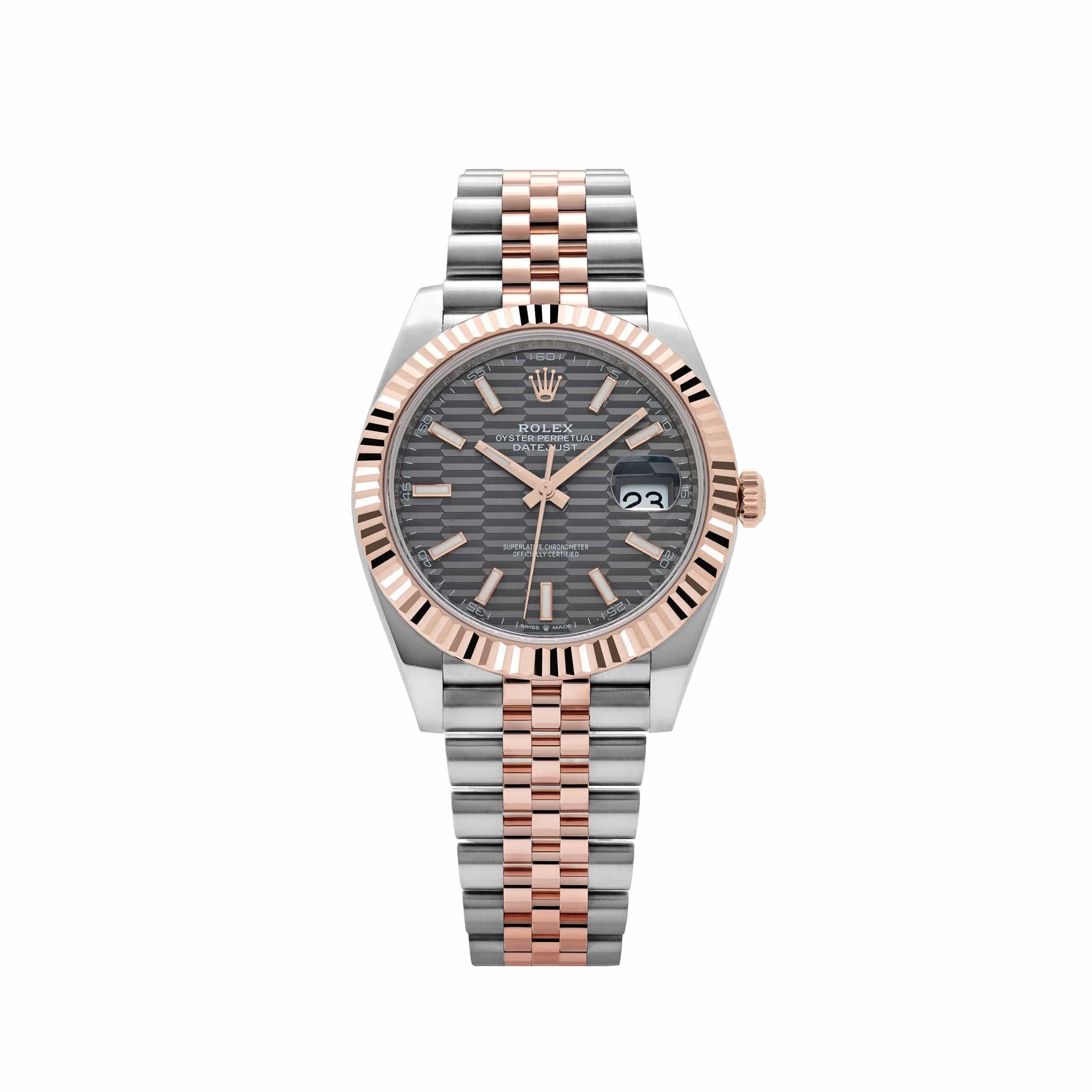 Rolex Datejust 41 126331 Rose Gold Stainless Steel Grey Motif Dial Jubilee