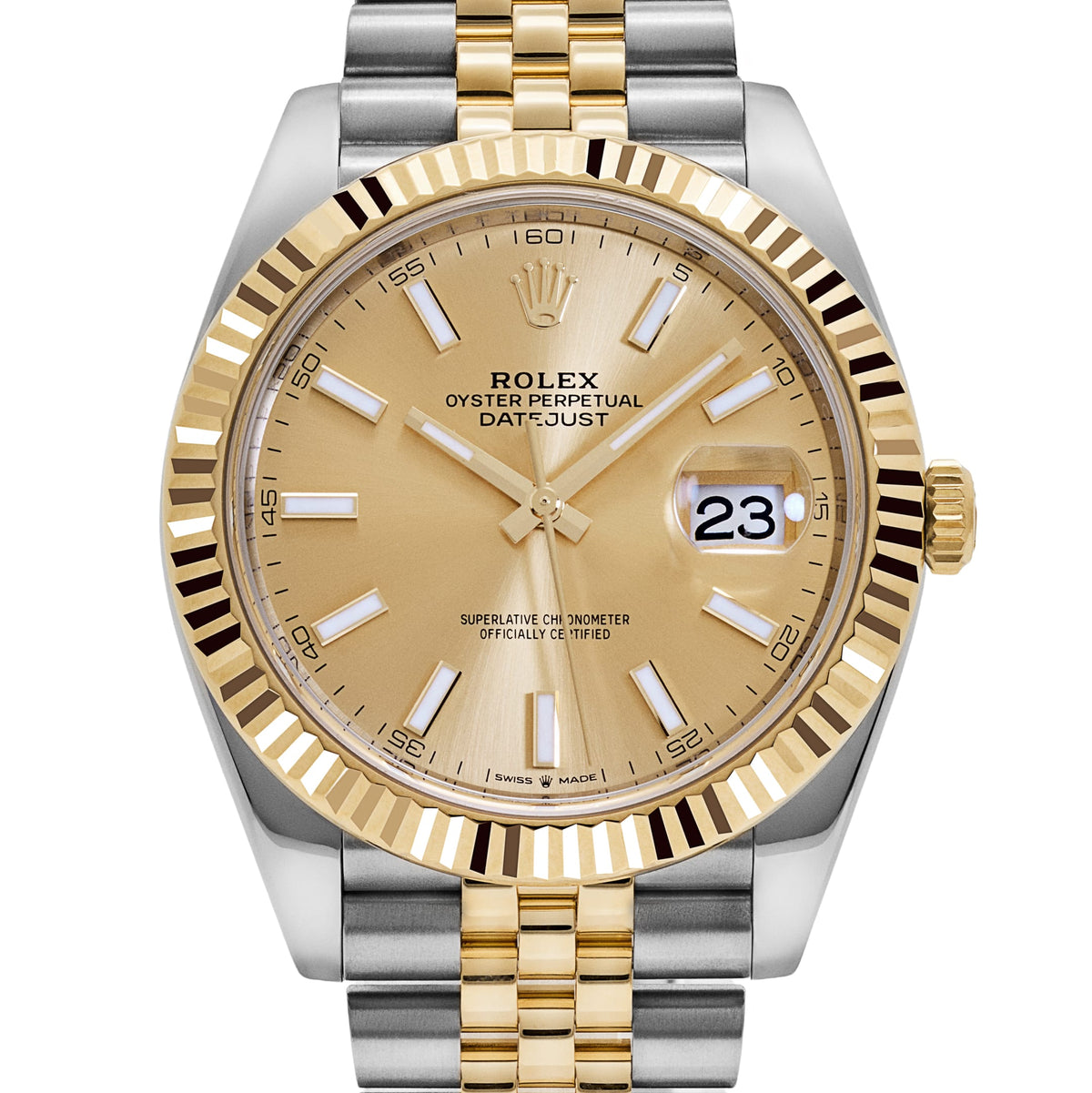 Rolex Datejust 41 126333 Stainless Steel Yellow Gold Champagne Dial Jubilee