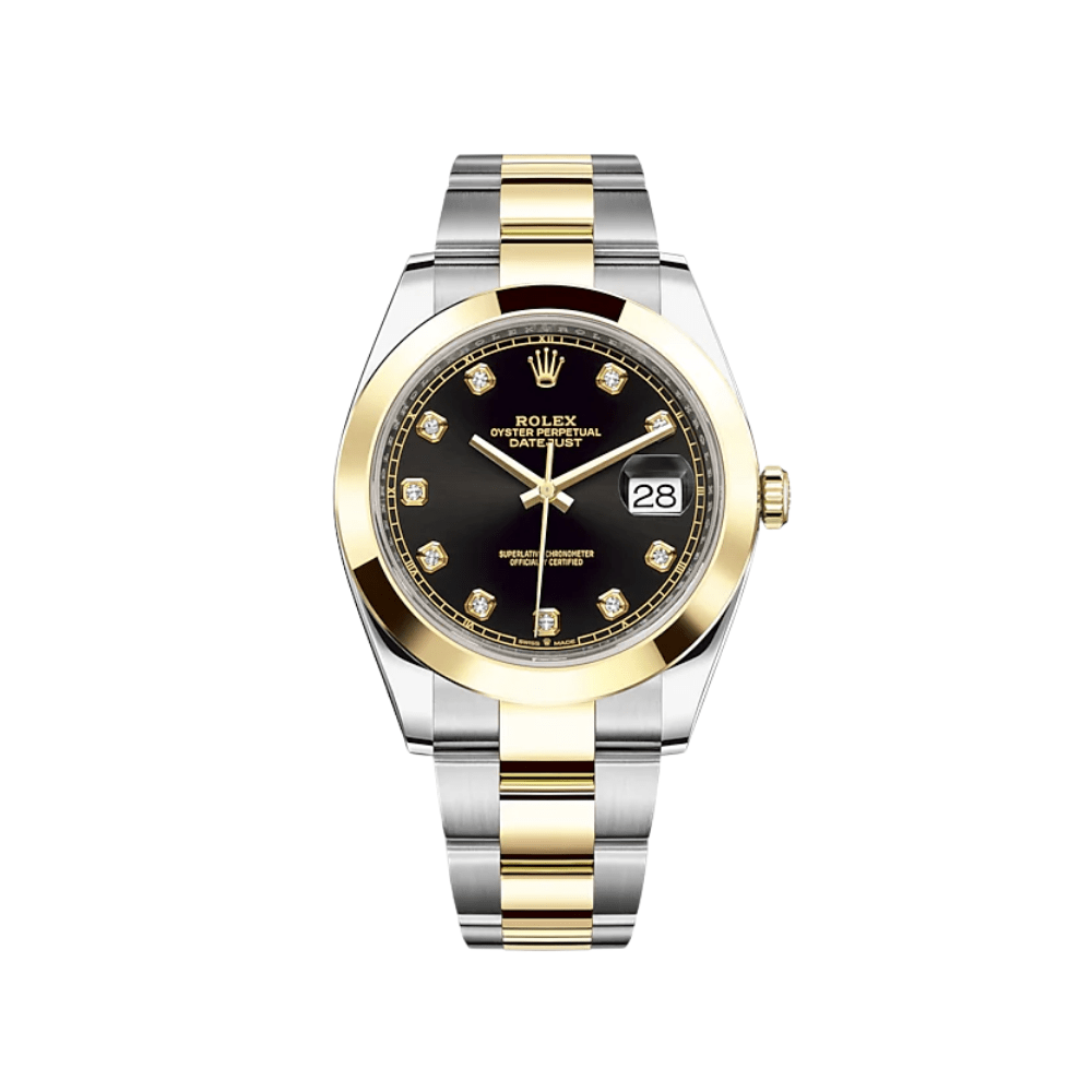 Rolex Datejust 41 126303 Stainless Steel Yellow Gold Black Diamond Dial