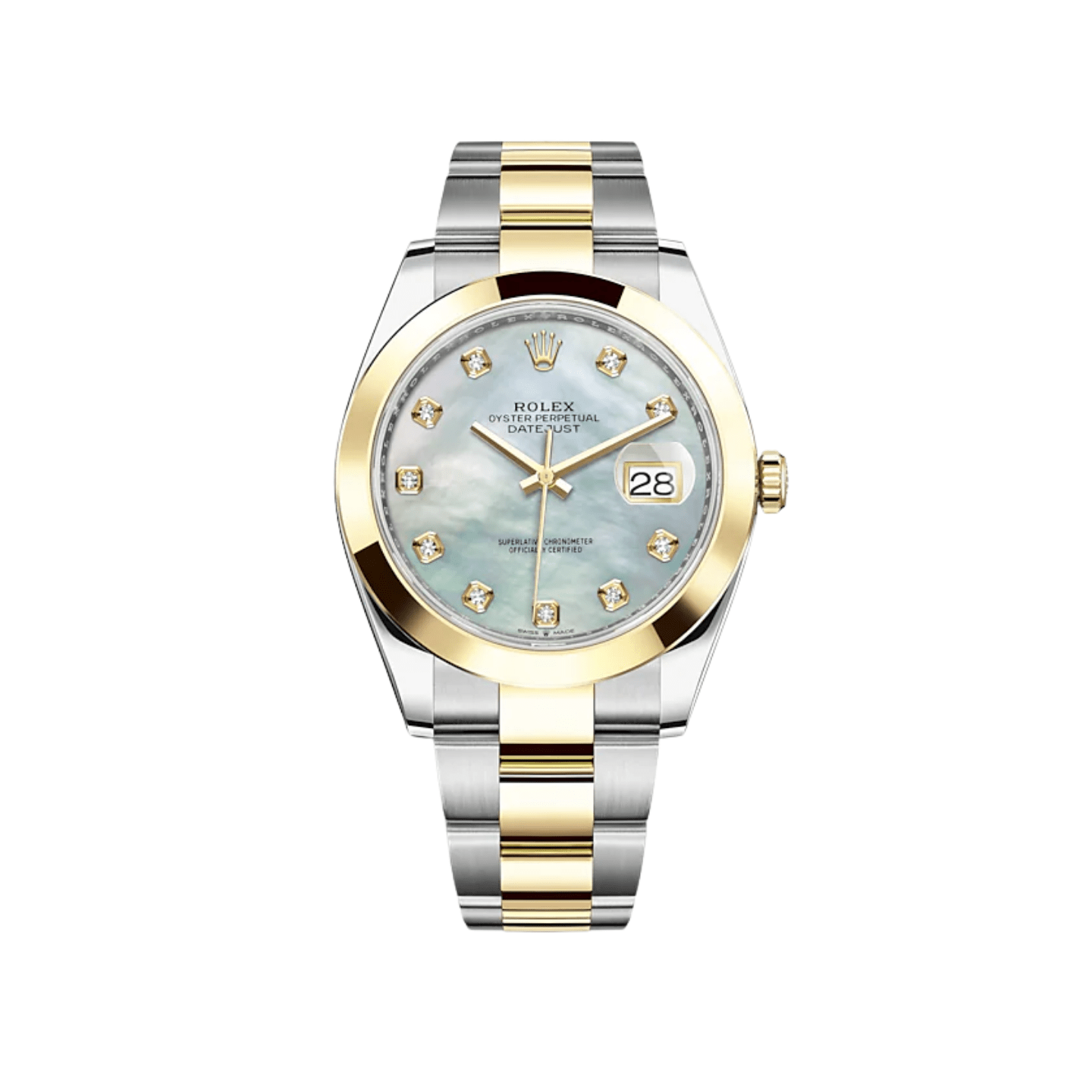Rolex Datejust 41 126303 Stainless Steel Yellow Gold Mother of Pearl Diamond Dial