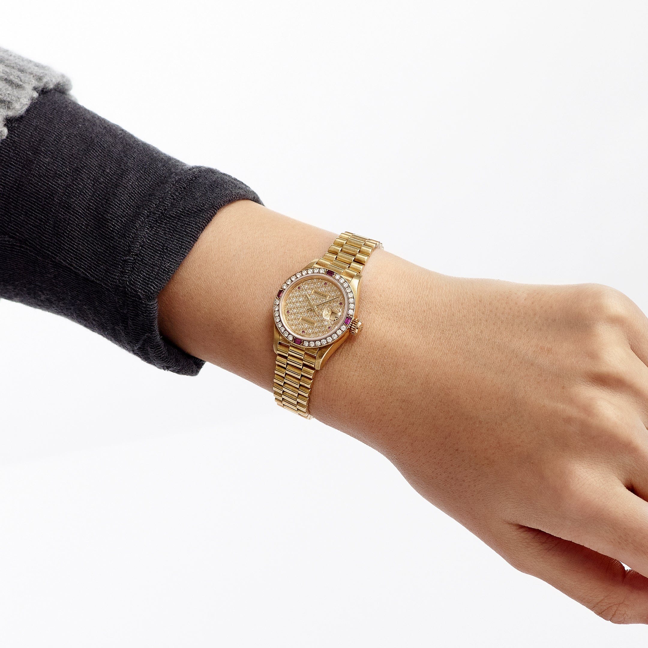 Rolex Datejust 79068 'Ladies' Yellow Gold Diamond Ruby Dial and Bezel (1995)