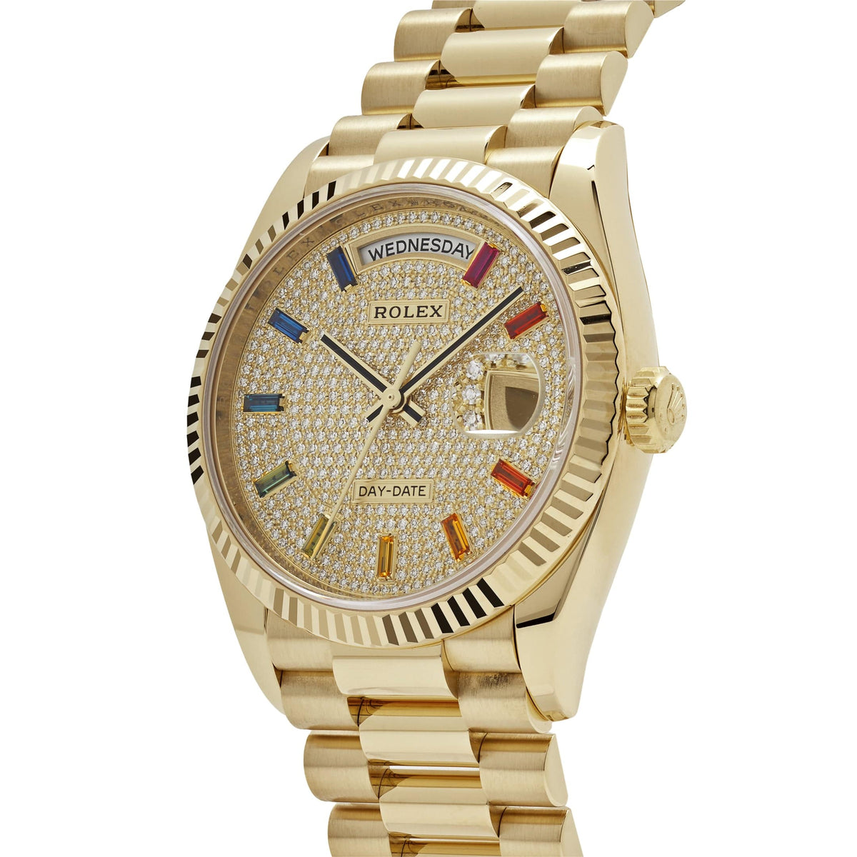 Rolex Day-Date 36 128238 Yellow Gold Diamond-Paved Rainbow Dial