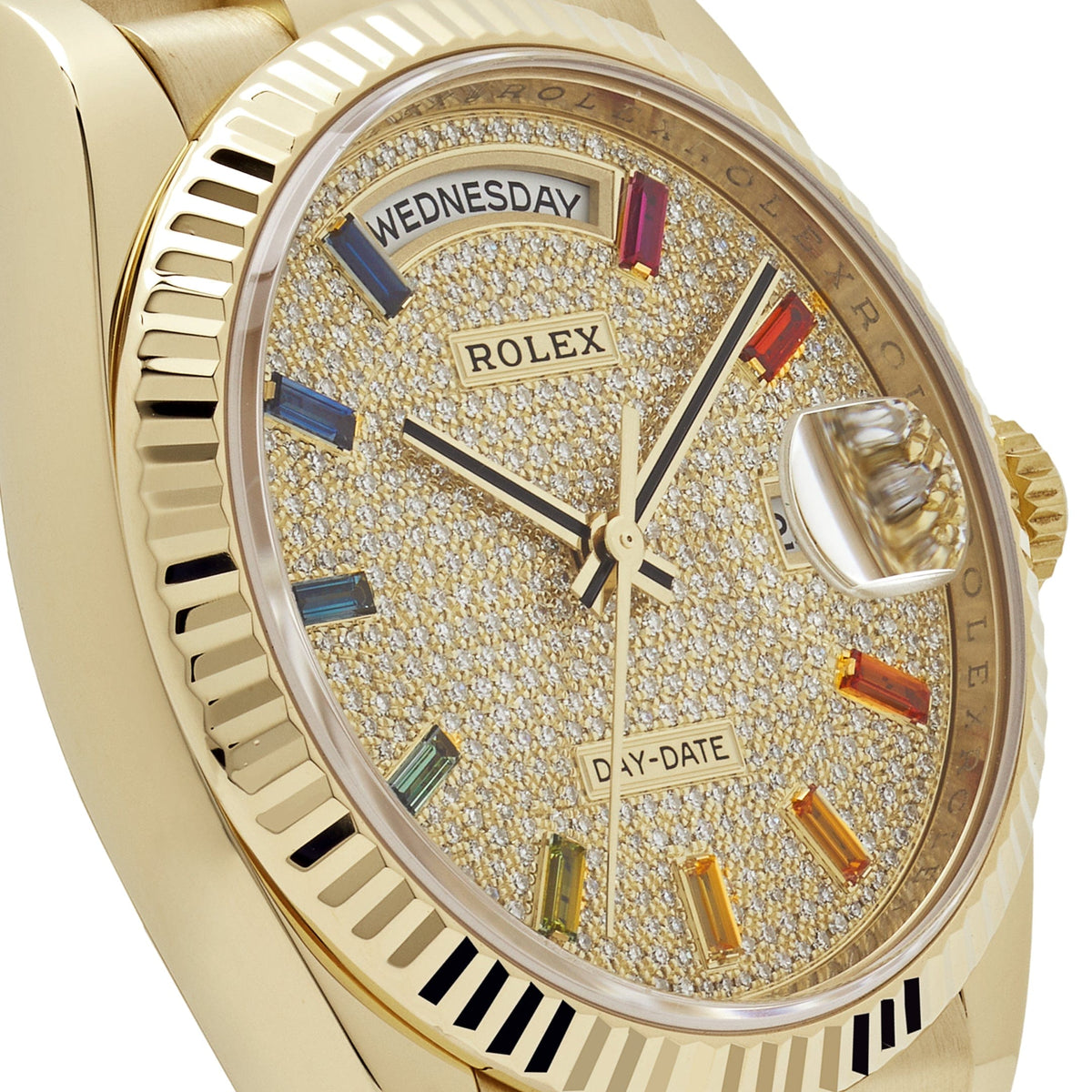 Rolex Day-Date 36 128238 Yellow Gold Diamond-Paved Rainbow Dial