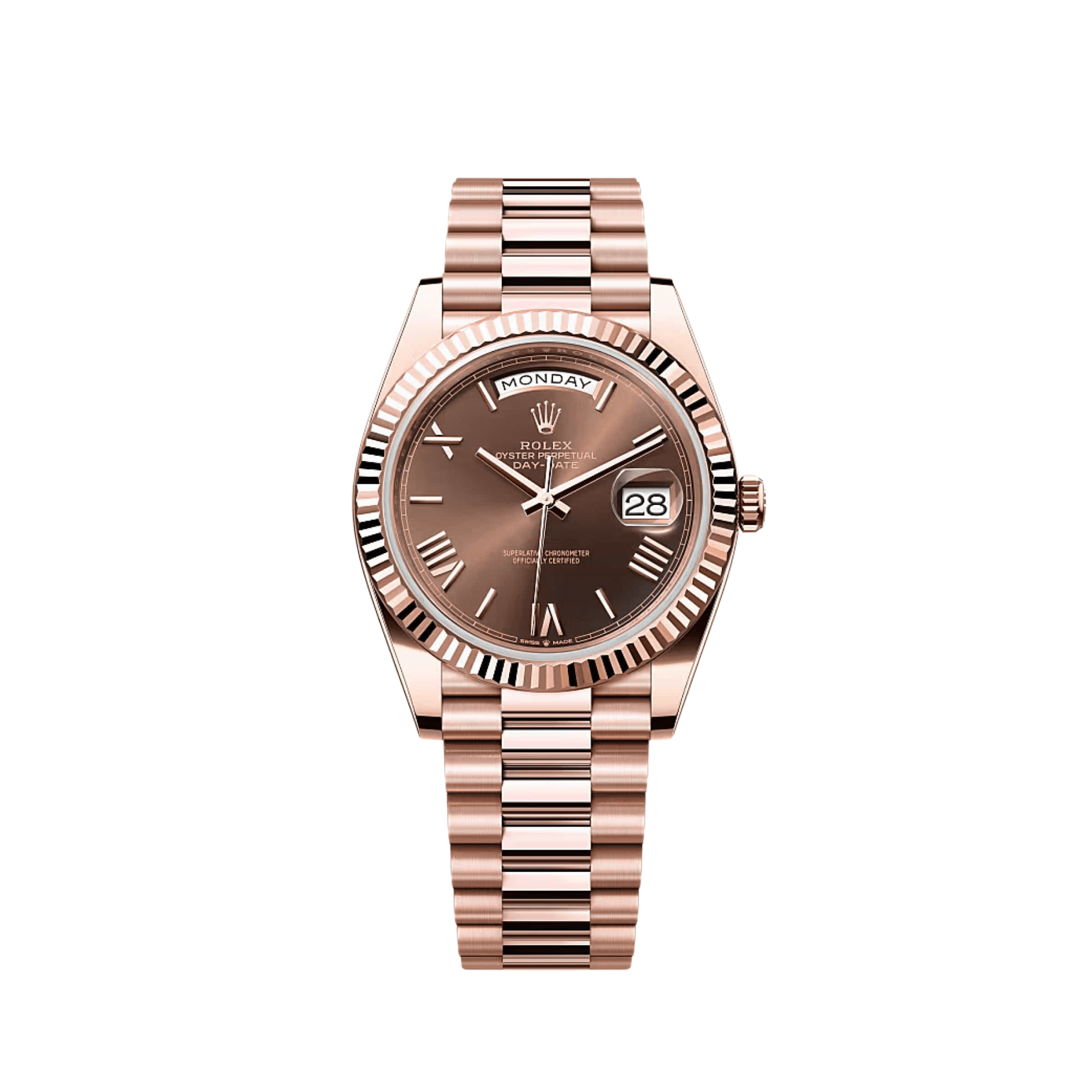Rolex Day-Date 40 228235 Rose Gold Chocolate Roman Numerals Dial (2025)