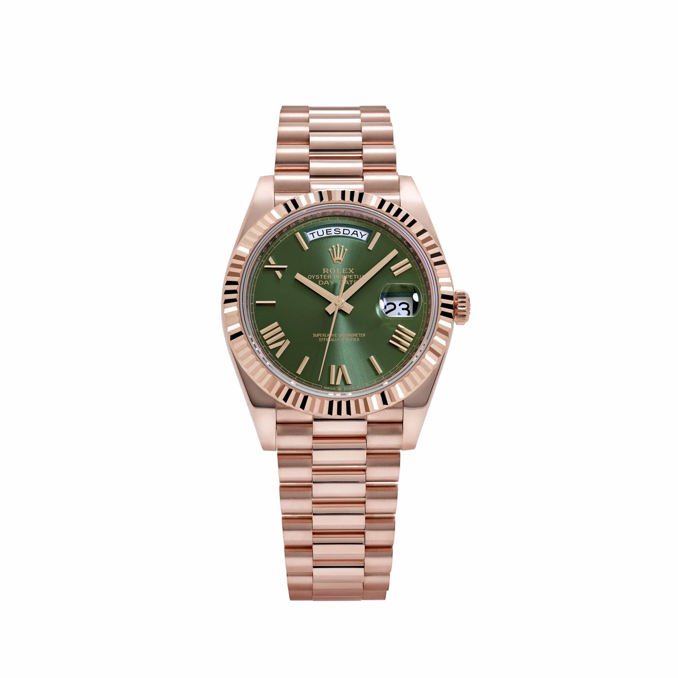 Rolex Day-Date 40 228235 Rose Gold Olive Green Dial