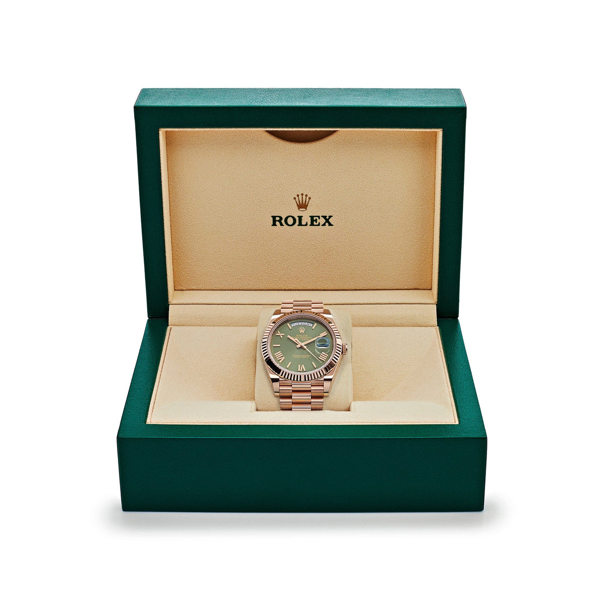 Rolex Day-Date 40 228235 Rose Gold Olive Green Dial