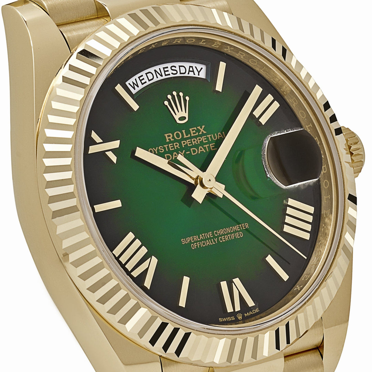 Rolex Day-Date 40 228238 Yellow Gold Green Ombre Roman Numerals Dial (2025)