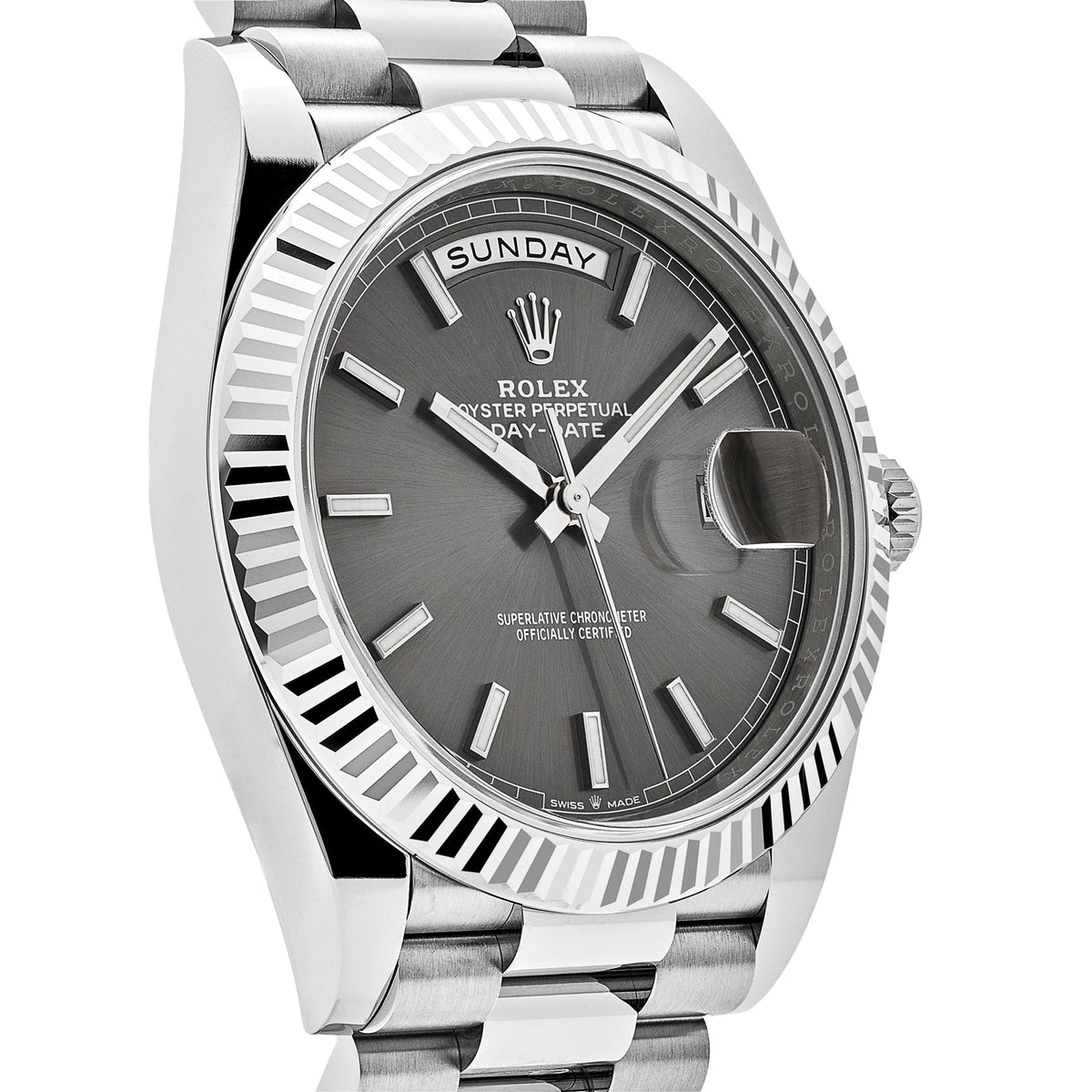 Rolex Day-Date 40 228239 White Gold Slate Rhodium Grey Dial