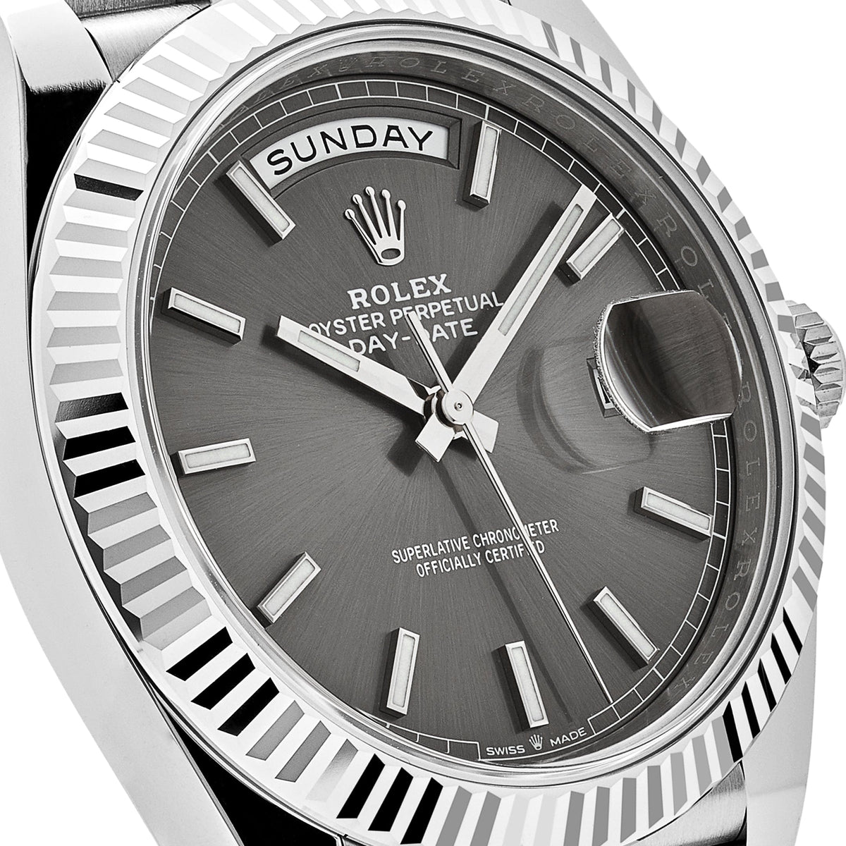 Rolex Day-Date 40 228239 White Gold Slate Rhodium Grey Dial