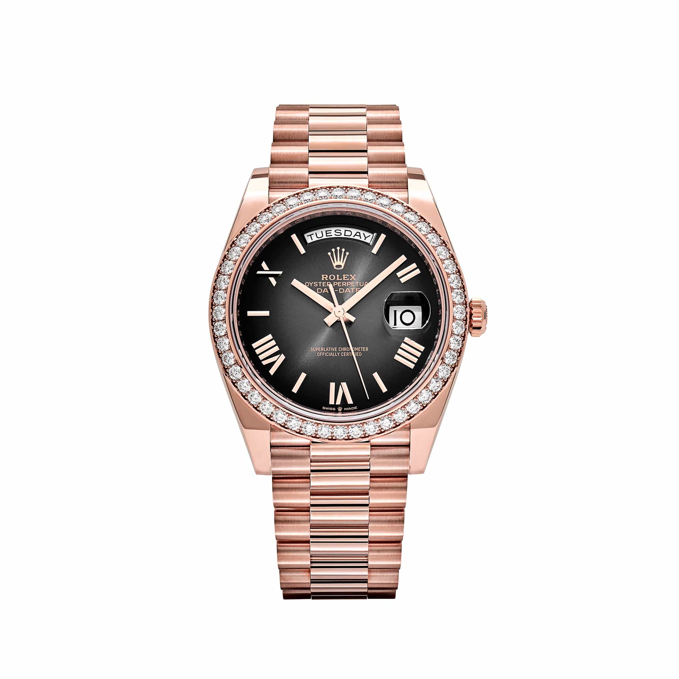 Rolex Day-Date 40 228345RBR Rose Gold Diamond Bezel Slate Ombre Dial (2025)