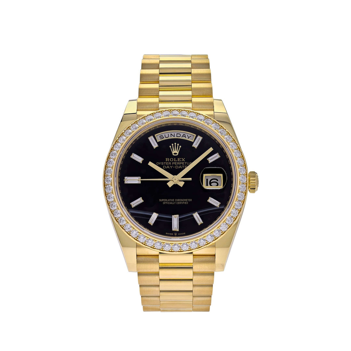 Rolex Day-Date 40 228348RBR Yellow Gold Diamond Bezel Black Onyx Dial (2025)
