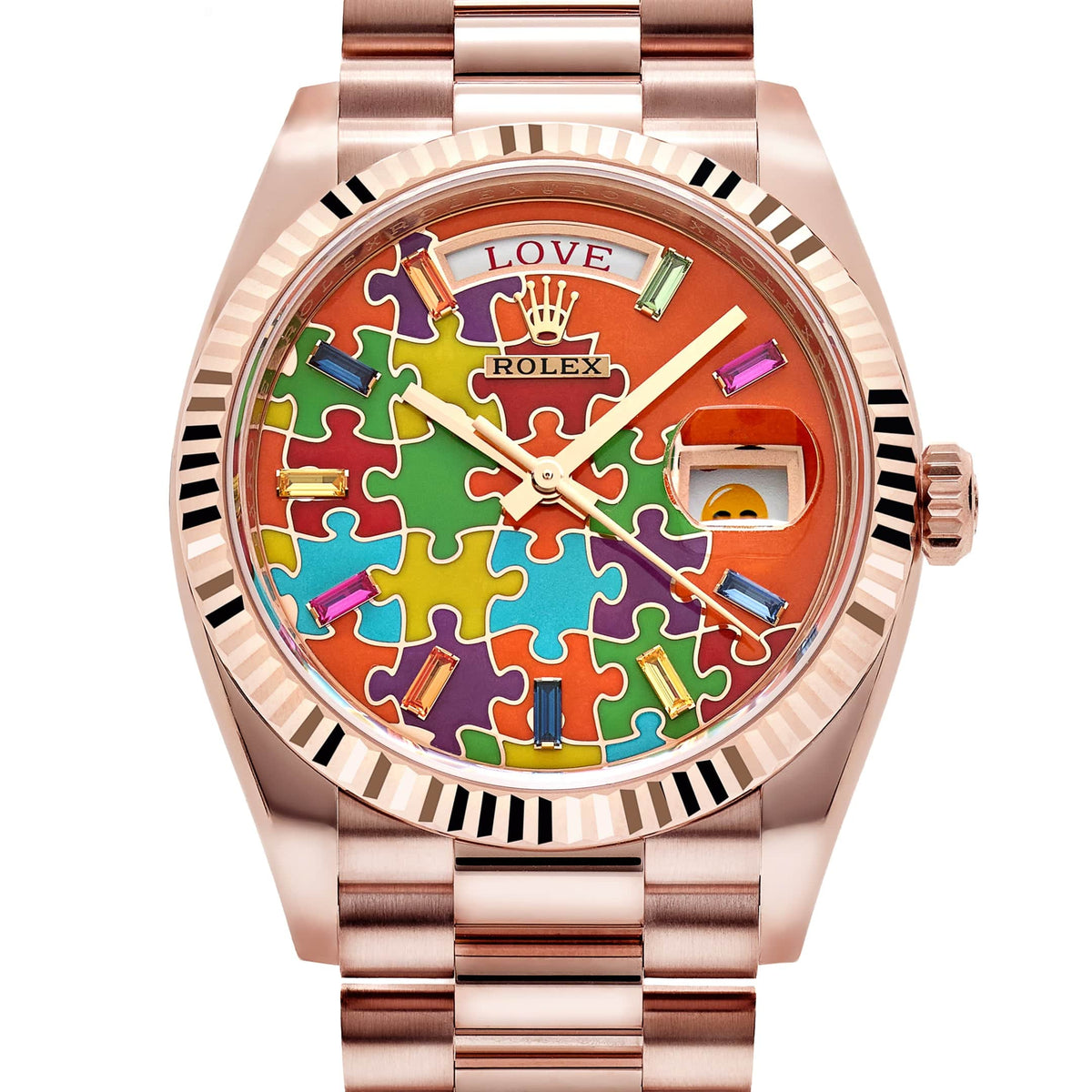 Rolex Day-Date 36 128235 'Emoji Puzzle' Rose Gold