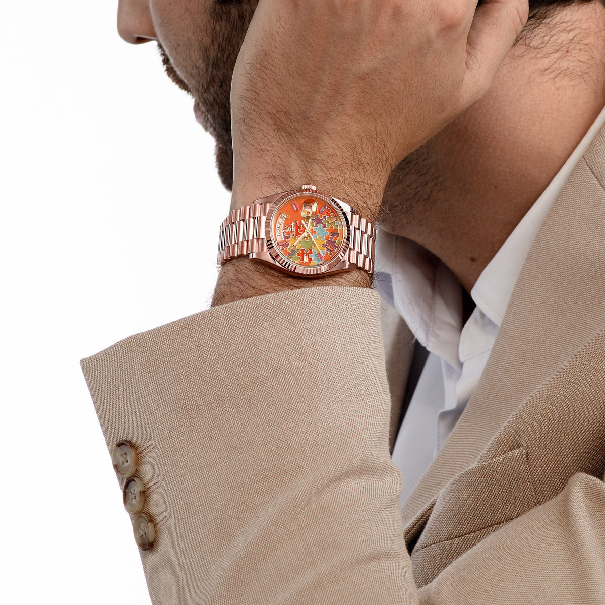 Rolex Day-Date 36 128235 'Emoji Puzzle' Rose Gold