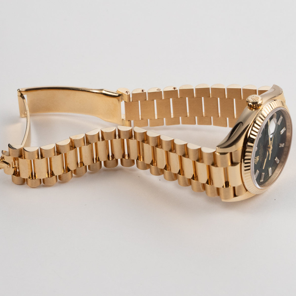 Rolex Day-Date 36 128238 Yellow Gold Green Diamond Baguette Dial (2025)