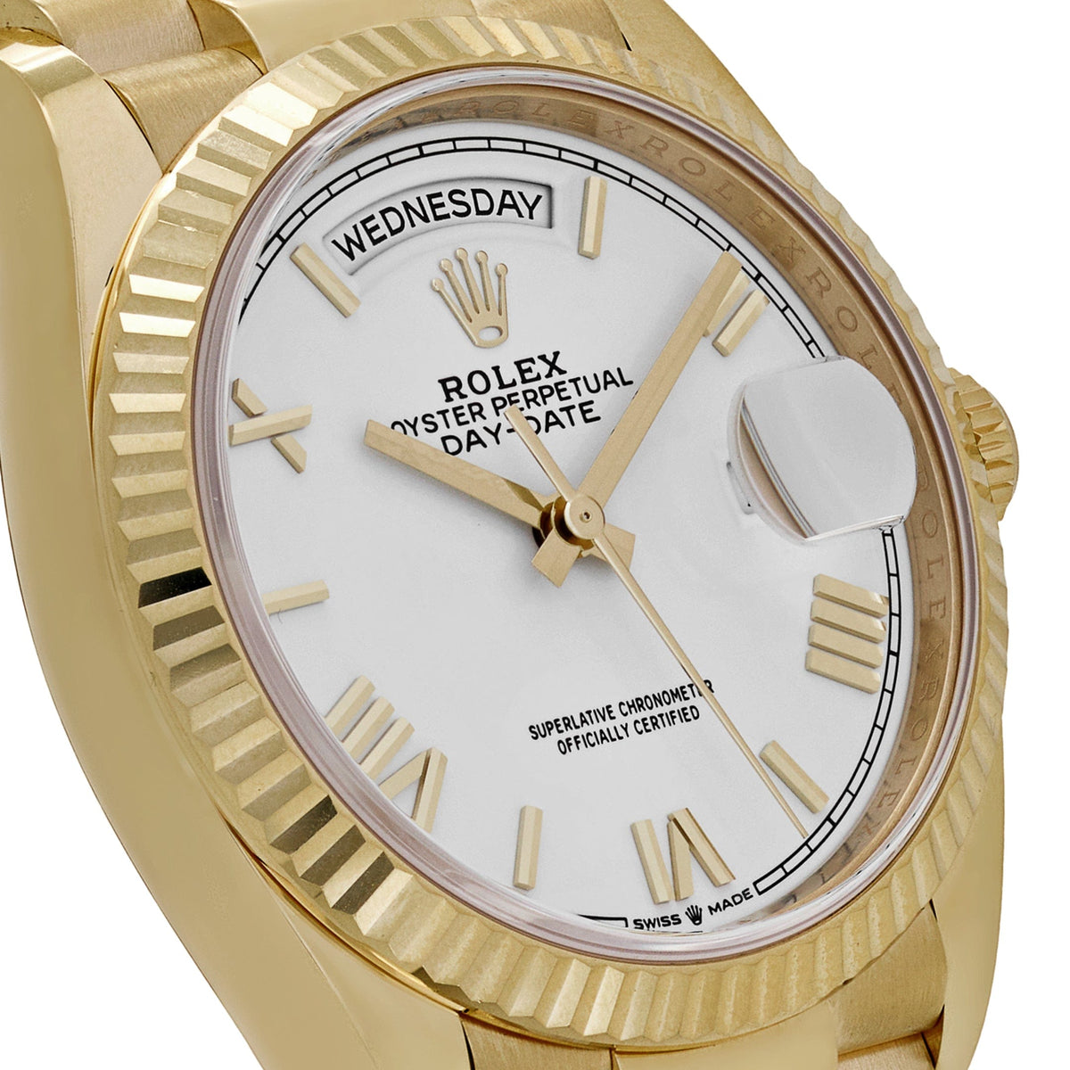 Rolex Day-Date 36 128238 Yellow Gold White Roman Numerals Dial