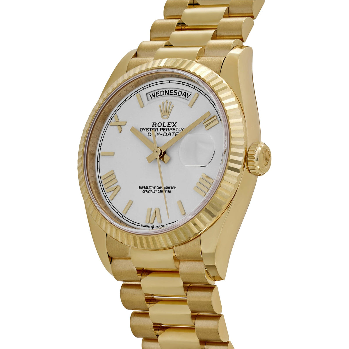 Rolex Day-Date 36 128238 Yellow Gold White Roman Numerals Dial