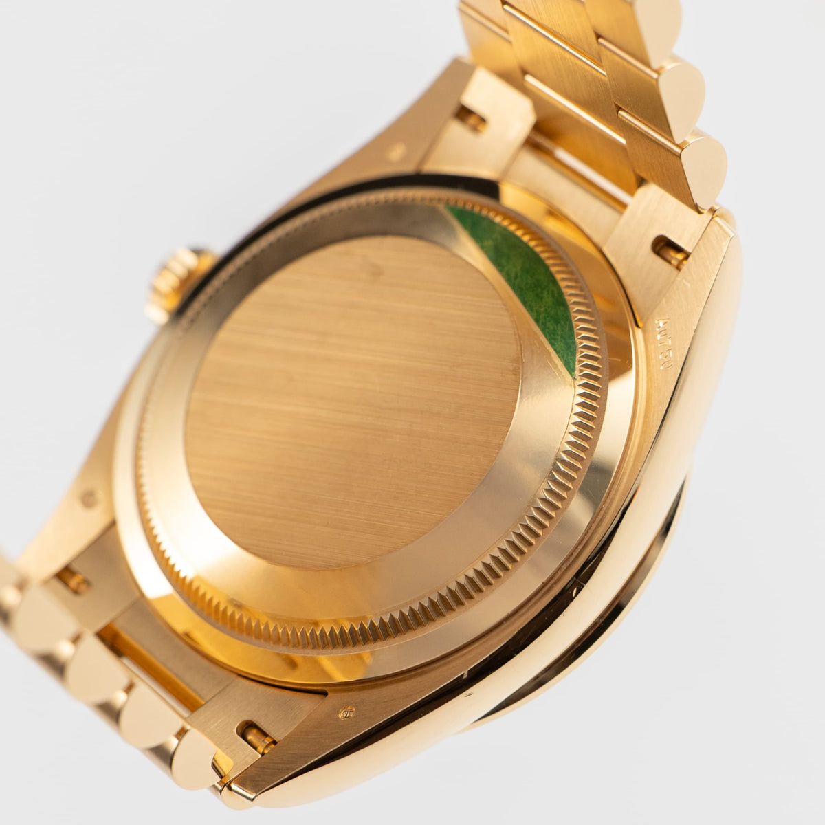 Rolex Day-Date 36 128348RBR Yellow Gold Green Malachite Diamond Roman Numerals Dial Diamond Bezel (2021)